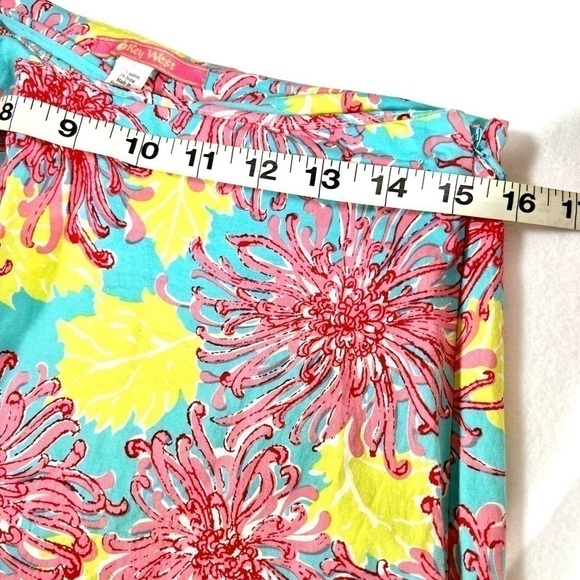 KEY WEST Women’s Floral Print Mallory Capri Crop Pants Bright Pink Lime Size 8 - Picture 6 of 12